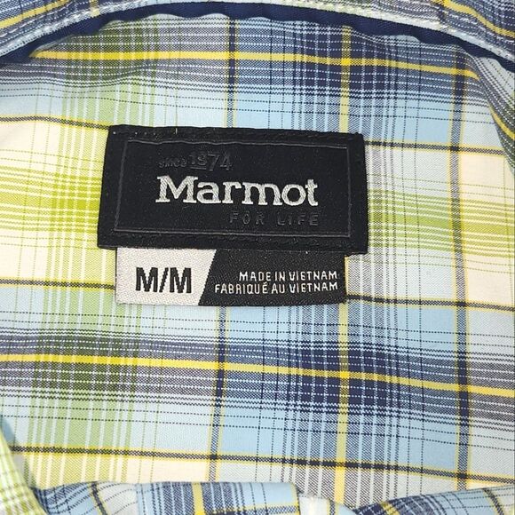 Marmot Camp Shirt Mens Size Medium Plaid Button Up Gorpcore Outdoors Hiking - Picture 5 of 9